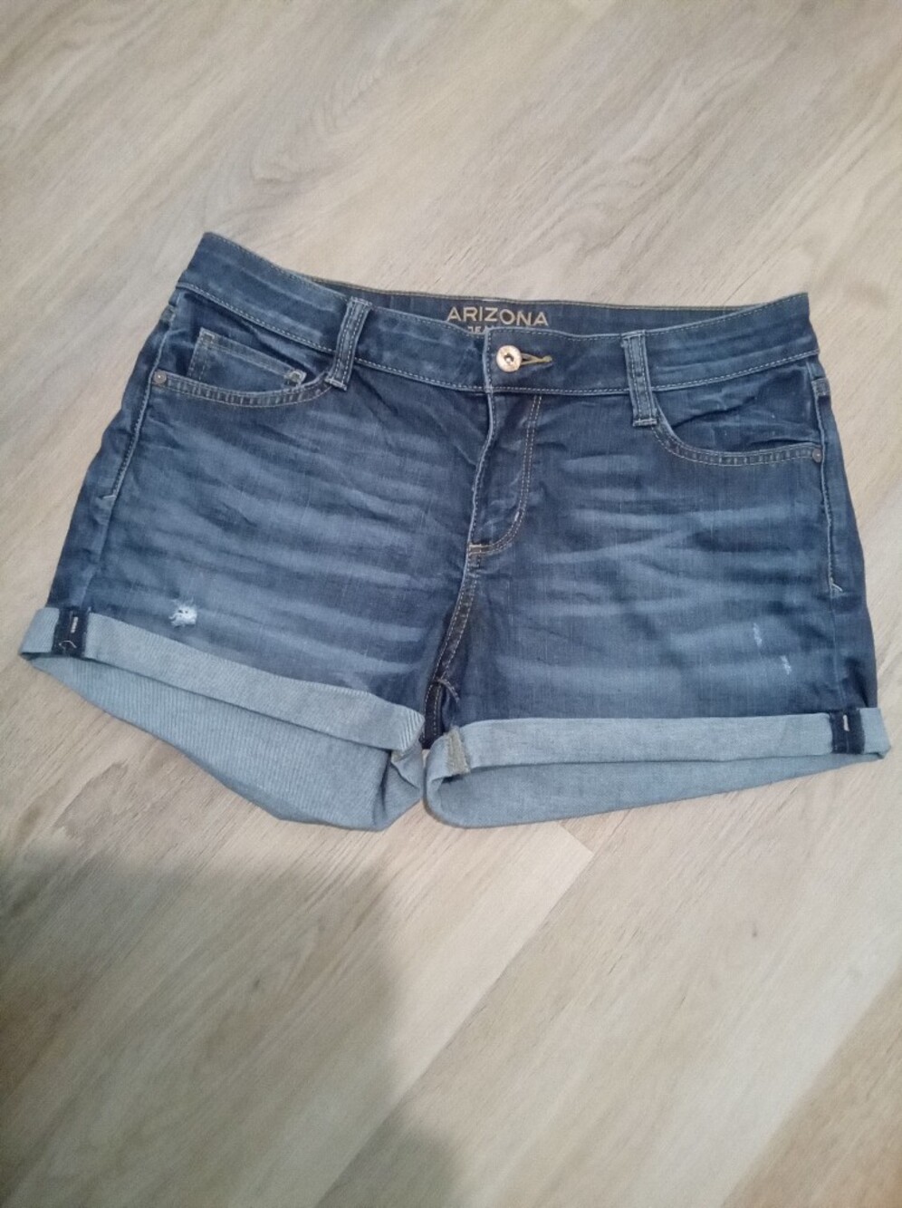 Arizona Jean Company Junior's Sz 11 Dark Blue Rolled-Cuff Denim